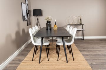 Irunea Forlengningsbar Spisegruppe 180 cm inkl. 6 Ypas Stole - Svart/Hvit - Møbler - Bord - Spisegruppe