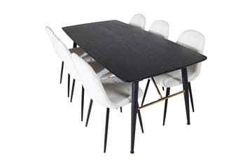 Irunea Forlengningsbar Spisegruppe 180 cm inkl. 6 Ypas Stole - Svart/Hvit - Møbler - Bord - Spisegruppe