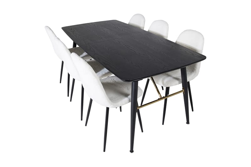 Irunea Forlengningsbar Spisegruppe 180 cm inkl. 6 Ypas Stole - Svart/Hvit - Møbler - Bord - Spisegruppe