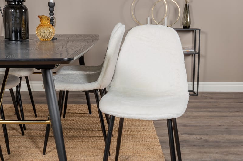 Irunea Forlengningsbar Spisegruppe 180 cm inkl. 6 Ypas Stole - Svart/Hvit - Møbler - Bord - Spisegruppe