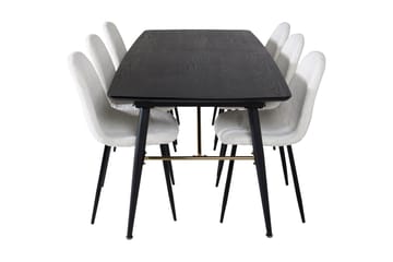 Irunea Forlengningsbar Spisegruppe 180 cm inkl. 6 Ypas Stole - Svart/Hvit - Møbler - Bord - Spisegruppe