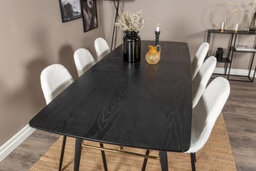 Irunea Forlengningsbar Spisegruppe 180 cm inkl. 6 Ypas Stole - Svart/Hvit - Møbler - Bord - Spisegruppe