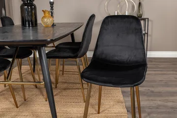 Irunea Forlengningsbar Spisegruppe 180 cm inkl. 6 Pontus Sto - Svart/Messing/Fløyel - Møbler - Bord - Spisegruppe