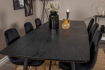Irunea Forlengningsbar Spisegruppe 180 cm inkl. 6 Pontus Sto - Svart/Messing/Fløyel - Møbler - Bord - Spisegruppe