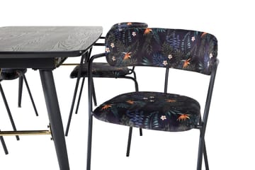 Irunea Forlengningsbar Spisegruppe 180cm inkl. 4 Arcarazo St - Svart/Flerfarget - Møbler - Bord - Spisegruppe