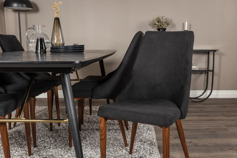 Irunea Forlengningsbar Spisegruppe 180cm inkl. 6 Campomar St - Svart/Brun - Møbler - Bord - Spisegruppe