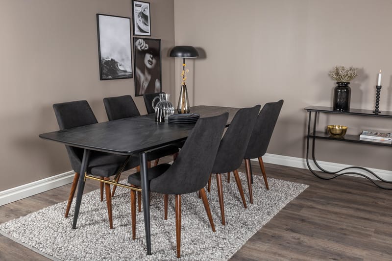 Irunea Forlengningsbar Spisegruppe 180cm inkl. 6 Campomar St - Svart/Brun - Møbler - Bord - Spisegruppe