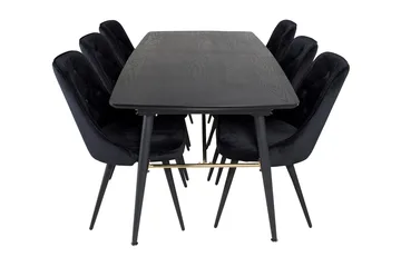 Irunea Forlengningsbar Spisegruppe 180cm inkl 6 Valera Lyx S - Svart - Møbler - Bord - Spisegruppe
