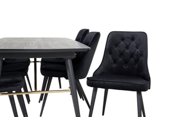 Irunea Forlengningsbar Spisegruppe 180cm inkl 6 Valera Lyx S - Svart - Møbler - Bord - Spisegruppe