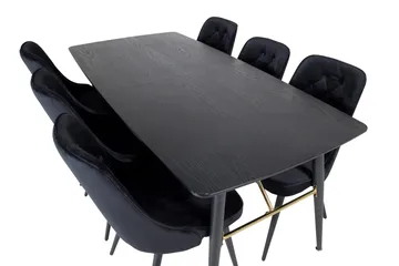 Irunea Forlengningsbar Spisegruppe 180cm inkl 6 Valera Lyx S - Svart - Møbler - Bord - Spisegruppe