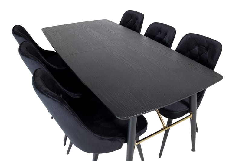Irunea Forlengningsbar Spisegruppe 180cm inkl 6 Valera Lyx S - Svart - Møbler - Bord - Spisegruppe