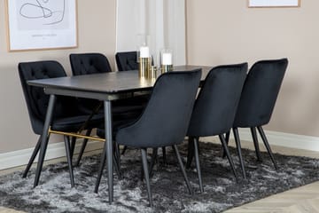 Irunea Forlengningsbar Spisegruppe 180cm inkl 6 Valera Lyx S - Svart - Møbler - Bord - Spisegruppe