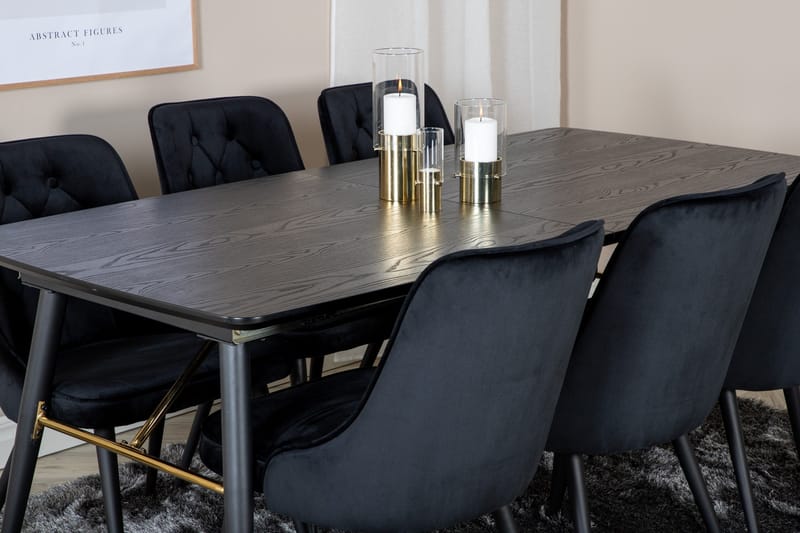 Irunea Forlengningsbar Spisegruppe 180cm inkl 6 Valera Lyx S - Svart - Møbler - Bord - Spisegruppe