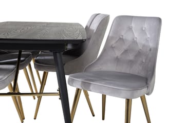 Irunea Forlengningsbar Spisegruppe 180cm inkl 6 Valera Lyx S - Svart/Grå/Messing - Møbler - Bord - Spisegruppe