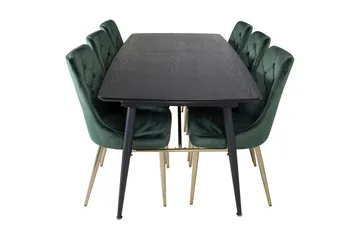 Irunea Forlengningsbar Spisegruppe 180cm inkl. 6 Valerie Lyx - Svart/Mørkegrønn/Gull - Møbler - Bord - Spisegruppe