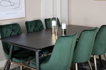 Irunea Forlengningsbar Spisegruppe 180cm inkl. 6 Valerie Lyx - Svart/Mørkegrønn/Gull - Møbler - Bord - Spisegruppe