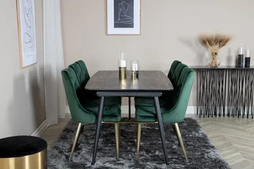 Irunea Forlengningsbar Spisegruppe 180cm inkl. 6 Valerie Lyx - Svart/Mørkegrønn/Gull - Møbler - Bord - Spisegruppe