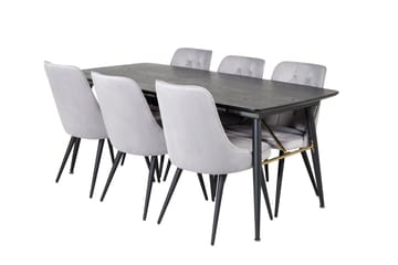 Irunea Spisebord 180 cm med 6 Valera Lyx Fløyelsstoler - Møbler - Bord - Spisegruppe