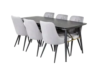 Irunea Spisebord 180 cm med 6 Valera Lyx Fløyelsstoler - Møbler - Bord - Spisegruppe