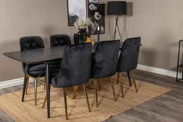Irunea Spisebord 180 cm med 6 Valerie Lyx Fløyelsstoler - Møbler - Bord - Spisegruppe