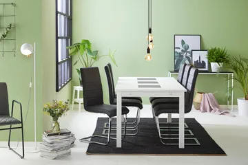 Jasmin med 6 Cibus Stoler - Hvit/Svart - Møbler - Bord - Spisegruppe