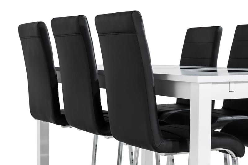 Jasmin med 6 Cibus Stoler - Hvit/Svart - Møbler - Bord - Spisegruppe