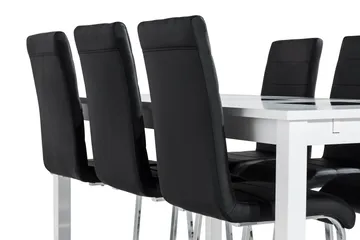 Jasmin med 6 Cibus Stoler - Hvit/Svart - Møbler - Bord - Spisegruppe