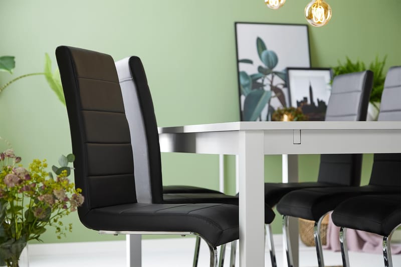 Jasmin med 6 Cibus Stoler - Hvit/Svart - Møbler - Bord - Spisegruppe