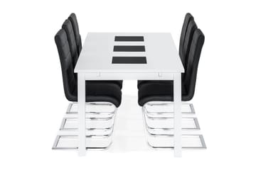 Jasmin med 6 Cibus Stoler - Hvit/Svart - Møbler - Bord - Spisegruppe