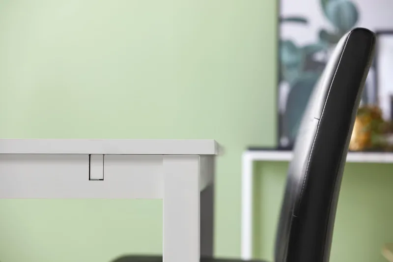 Jasmin Spisegruppe 180 + 6 Stoler Uttrekkbart spisebord - Hvit / Svart - Møbler - Bord - Spisegruppe