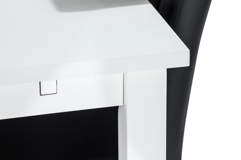 Jasmin Spisegruppe 180 + 6 Stoler Uttrekkbart spisebord - Hvit / Svart - Møbler - Bord - Spisegruppe