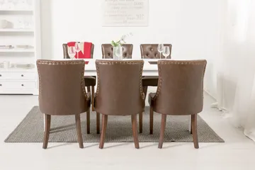 Jasmin Spisegruppe 180 cm med 6 Tuva Lenestol - Hvit/Brun PU - Møbler - Bord - Spisegruppe