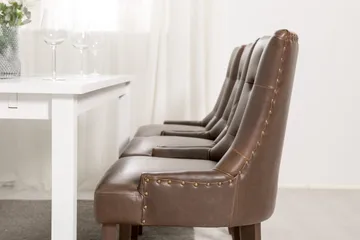 Jasmin Spisegruppe 180 cm med 6 Tuva Lenestol - Hvit/Brun PU - Møbler - Bord - Spisegruppe