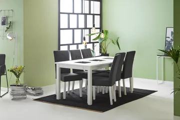 Jasmin Spisegruppe 180 cm Rektangulært spisebord med 6 Viktor Spisestoler - Hvit / Mørkgrå - Møbler - Bord - Spisegruppe