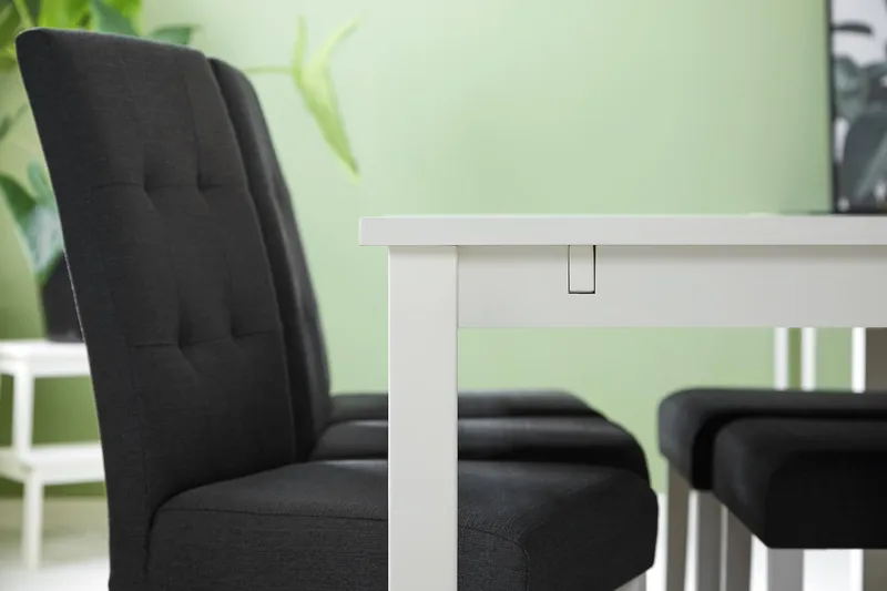 Jasmin Spisegruppe 180 cm Rektangulært spisebord med 6 Viktor Spisestoler - Hvit / Mørkgrå - Møbler - Bord - Spisegruppe