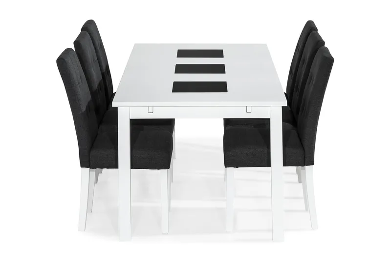 Jasmin Spisegruppe 180 cm Rektangulært spisebord med 6 Viktor Spisestoler - Hvit / Mørkgrå - Møbler - Bord - Spisegruppe