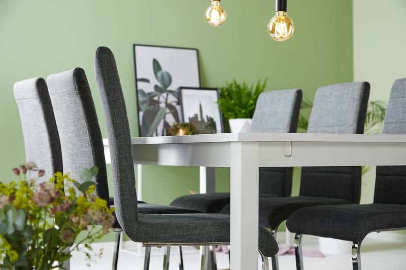 Jasmin Spisegruppe med 6 Cibus Stoler - Hvit/Grå - Møbler - Bord - Spisegruppe