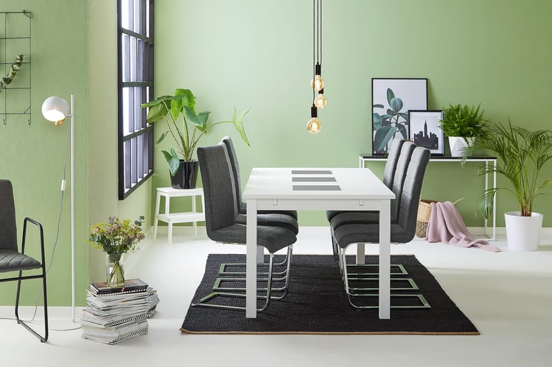 Jasmin Spisegruppe med 6 Cibus Stoler - Hvit/Grå - Møbler - Bord - Spisegruppe