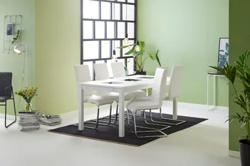 Jasmin Spisegruppe med 6 Cibus Stoler - Hvit/PU/Krom - Møbler - Bord - Spisegruppe