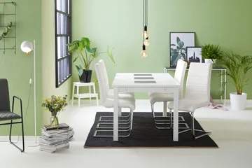 Jasmin Spisegruppe med 6 Cibus Stoler - Hvit/PU/Krom - Møbler - Bord - Spisegruppe