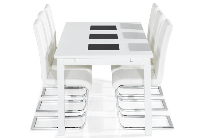 Jasmin Spisegruppe med 6 Cibus Stoler - Hvit/PU/Krom - Møbler - Bord - Spisegruppe