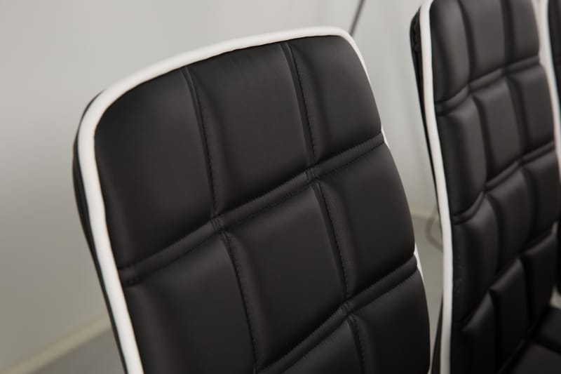 Jasmin Spisegruppe med 6 Frida Stoler - Hvit/Sort PU - Møbler - Bord - Spisegruppe