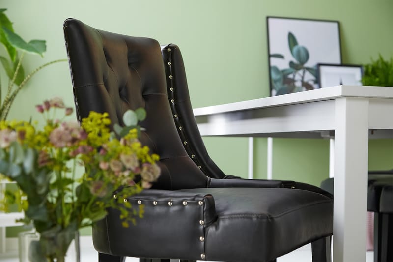 Jasmin Spisegruppe med 6 Tuva Lenestol - Hvit/Svart PU - Møbler - Bord - Spisegruppe