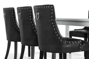 Jasmin Spisegruppe med 6 Tuva Lenestol - Hvit/Svart PU - Møbler - Bord - Spisegruppe