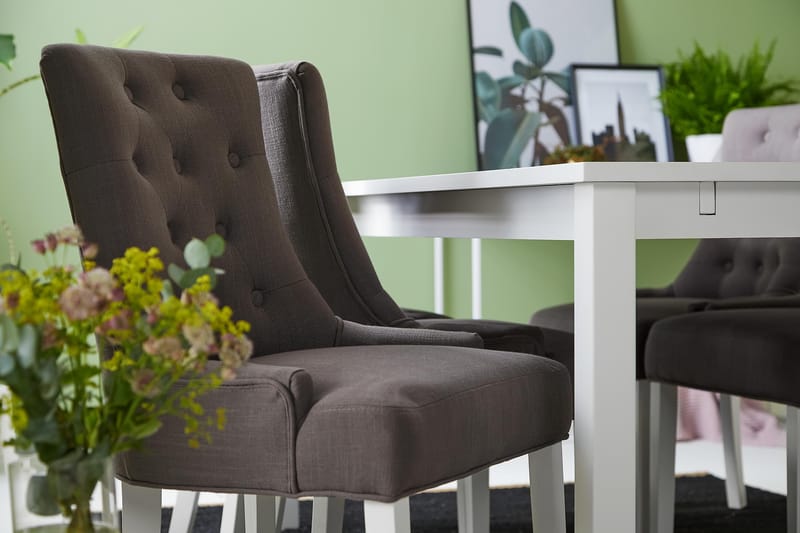 Jasmin Spisegruppe med 6 Viktoria Stoler - Hvit/Grå - Møbler - Bord - Spisegruppe