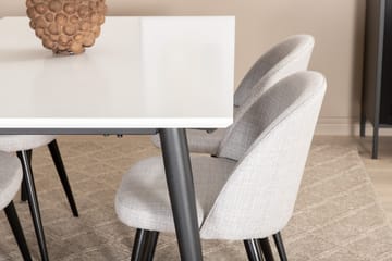 Jimms Forlengningsbar Spisegruppe 150 cm inkl. 4 Sedavi Stol - Hvit/Svart/Grå - Møbler - Bord - Spisegruppe