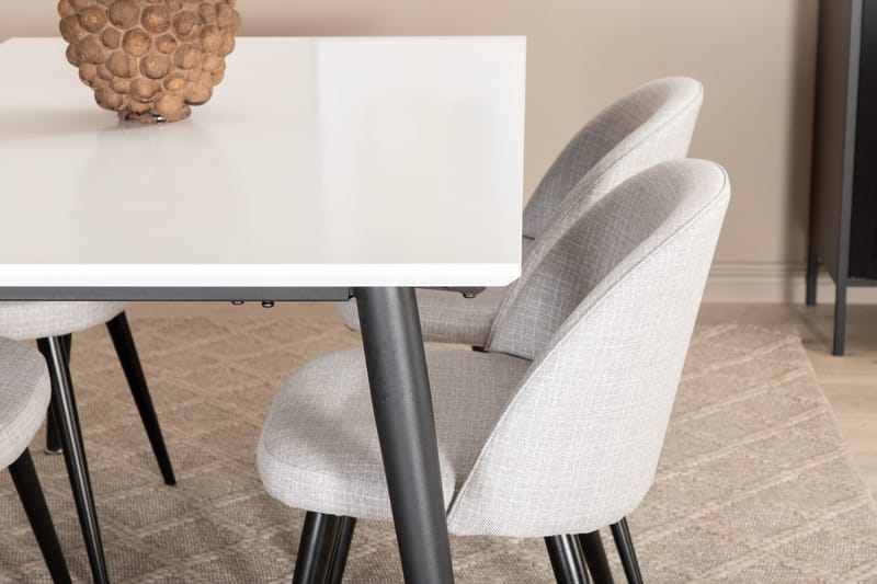 Jimms Forlengningsbar Spisegruppe 150 cm inkl. 4 Sedavi Stol - Hvit/Svart/Grå - Møbler - Bord - Spisegruppe