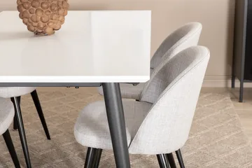 Jimms Forlengningsbar Spisegruppe 150 cm inkl. 4 Sedavi Stol - Hvit/Svart/Grå - Møbler - Bord - Spisegruppe