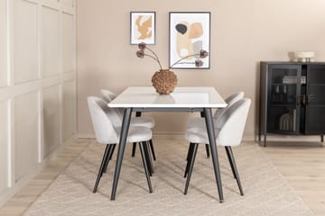 Jimms Forlengningsbar Spisegruppe 150 cm inkl. 4 Sedavi Stol - Hvit/Svart/Grå - Møbler - Bord - Spisegruppe
