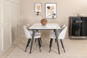 Jimms Forlengningsbar Spisegruppe 150 cm inkl. 4 Sedavi Stol - Hvit/Svart/Grå - Møbler - Bord - Spisegruppe